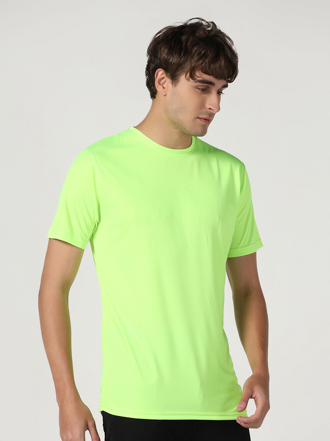 

INKKR Round Neck Casual Knitted T-shirt, Fluorescent green