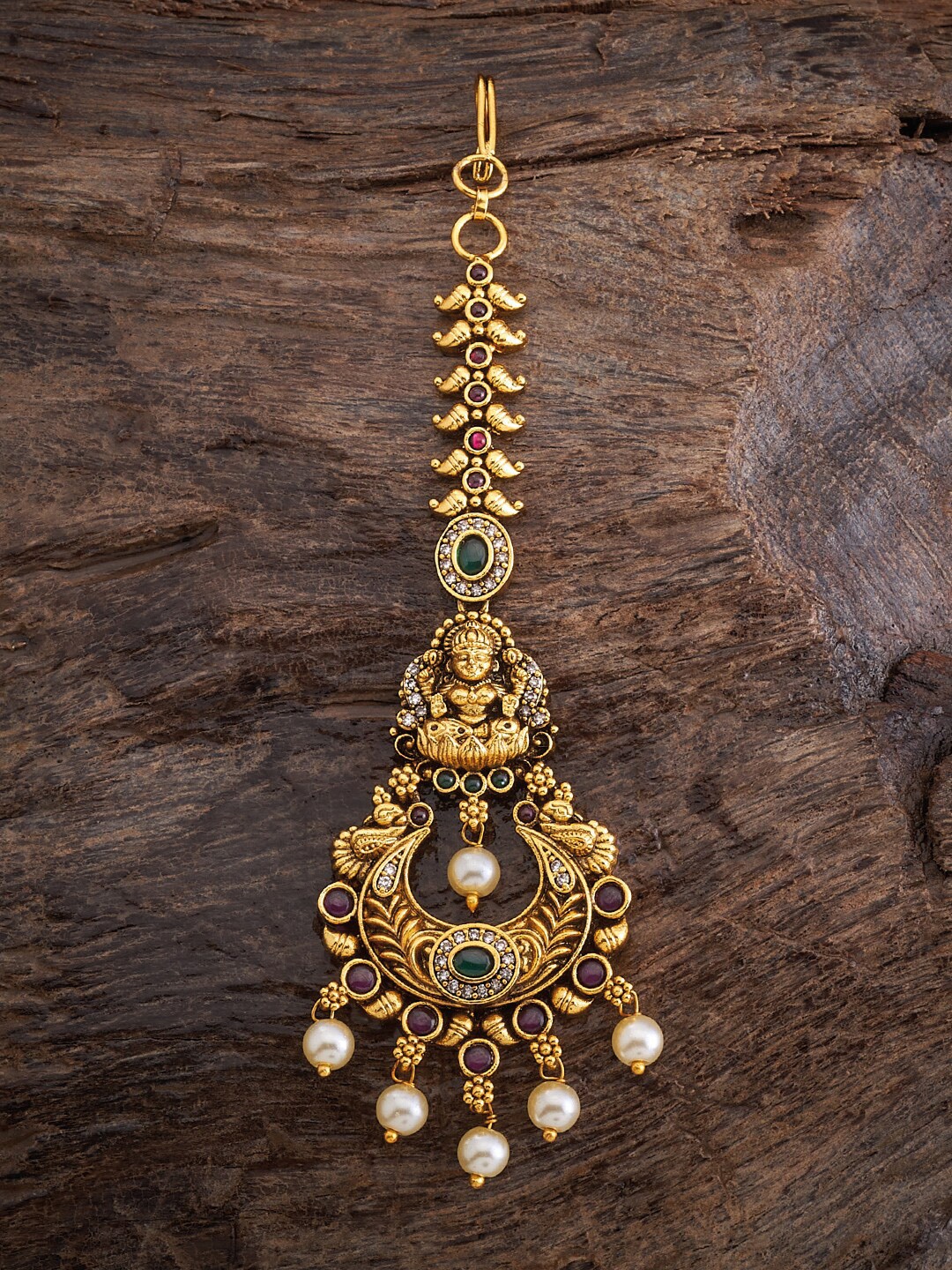 

Kushal's Fashion Jewellery Gold Plated Stone Studded Antique Maang Tikka