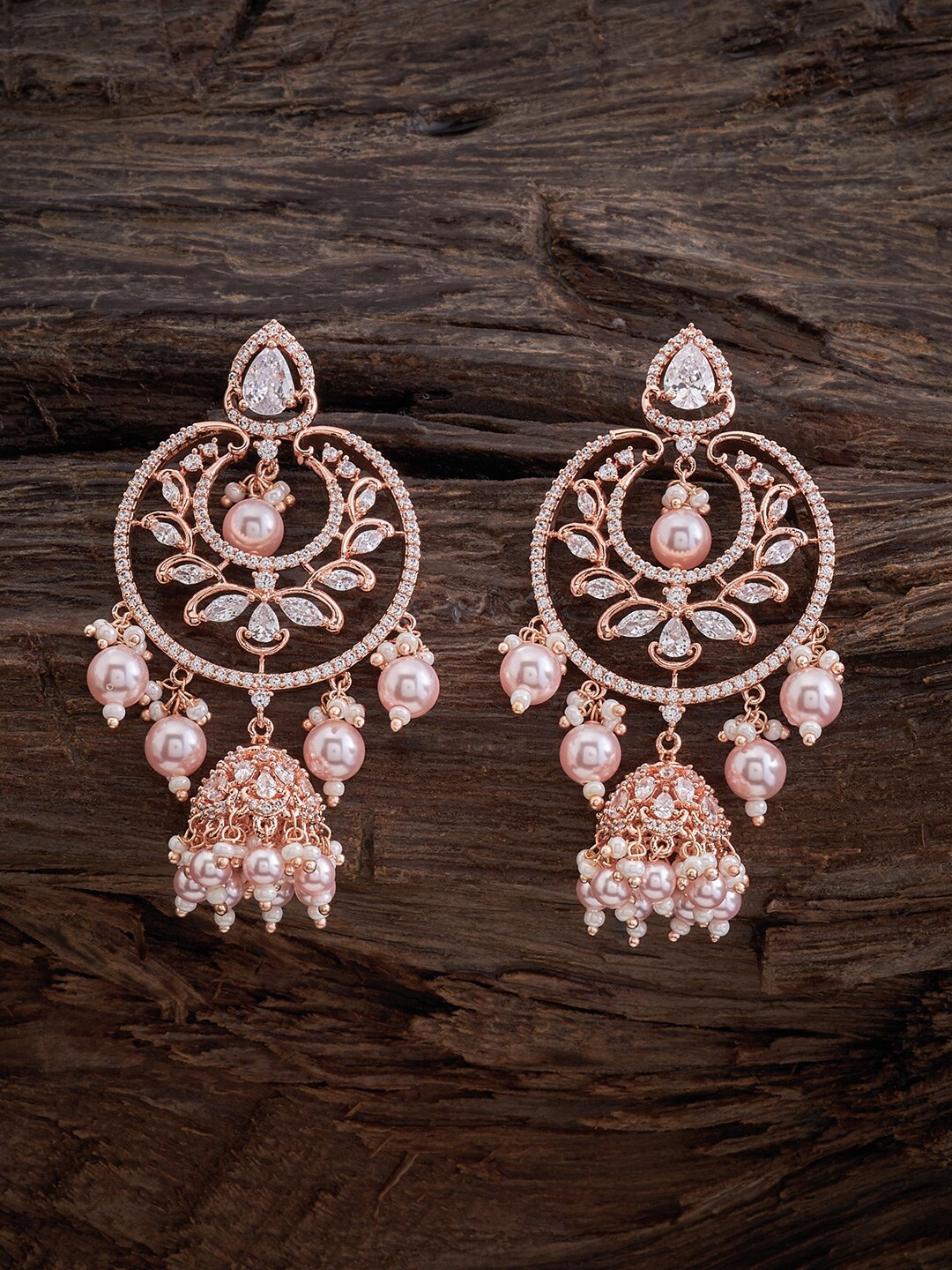 

Kushal's Fashion Jewellery White Circular Chandbalis Earrings