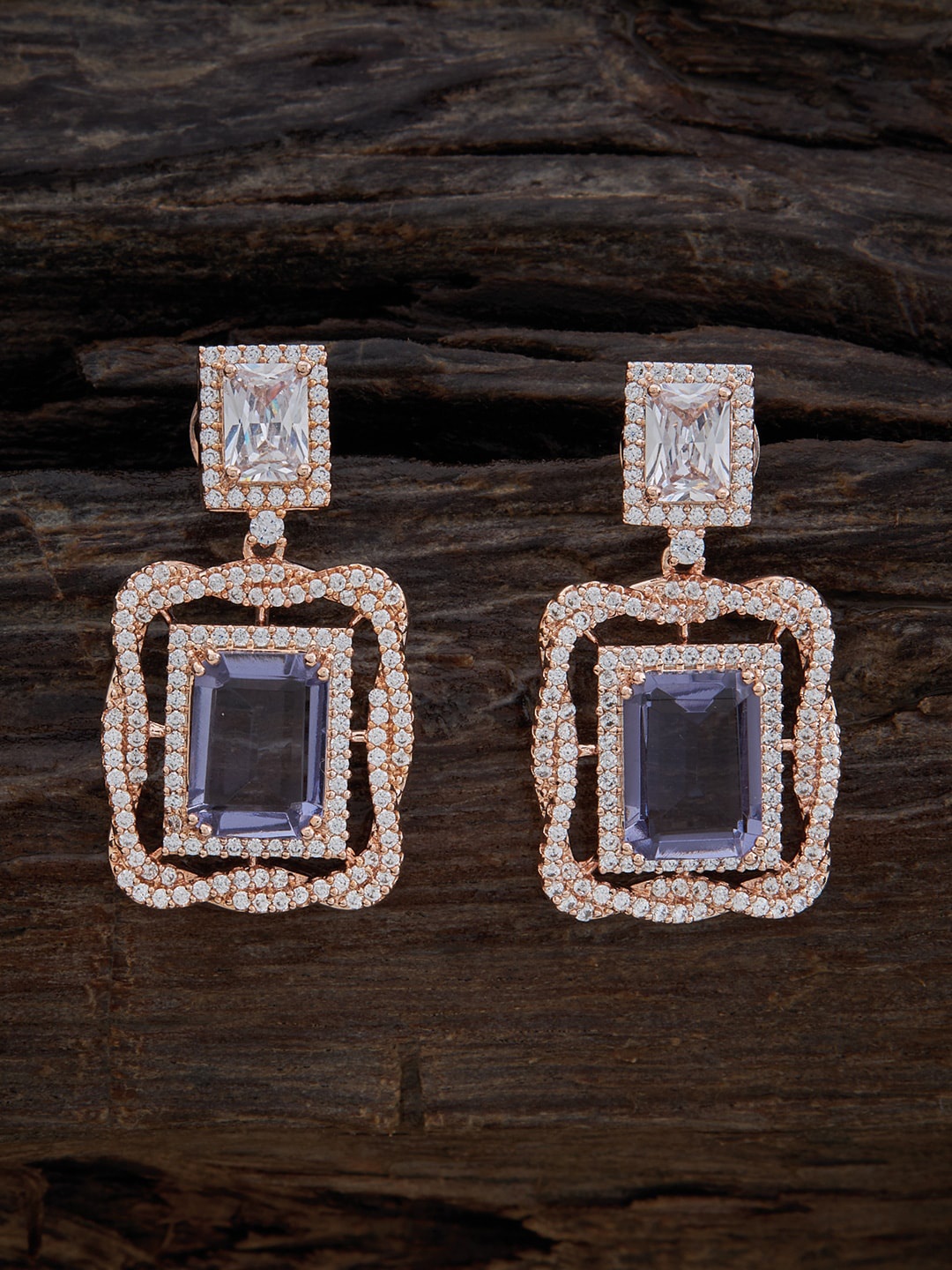 

Kushal's Fashion Jewellery Rose Gold-Plated Square Shaped Drop Earrings