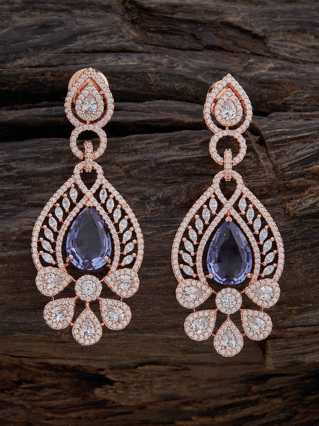 

Kushal's Fashion Jewellery Rose Gold-Plated Teardrop Shaped Drop Earrings