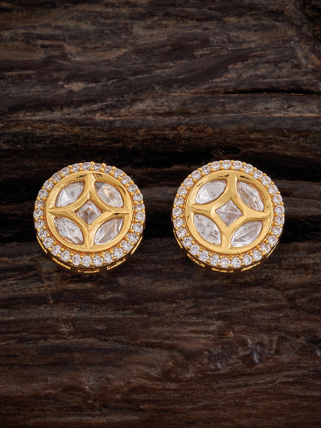 

Kushal's Fashion Jewellery Gold Plated Circular Kundan Studs Earrings