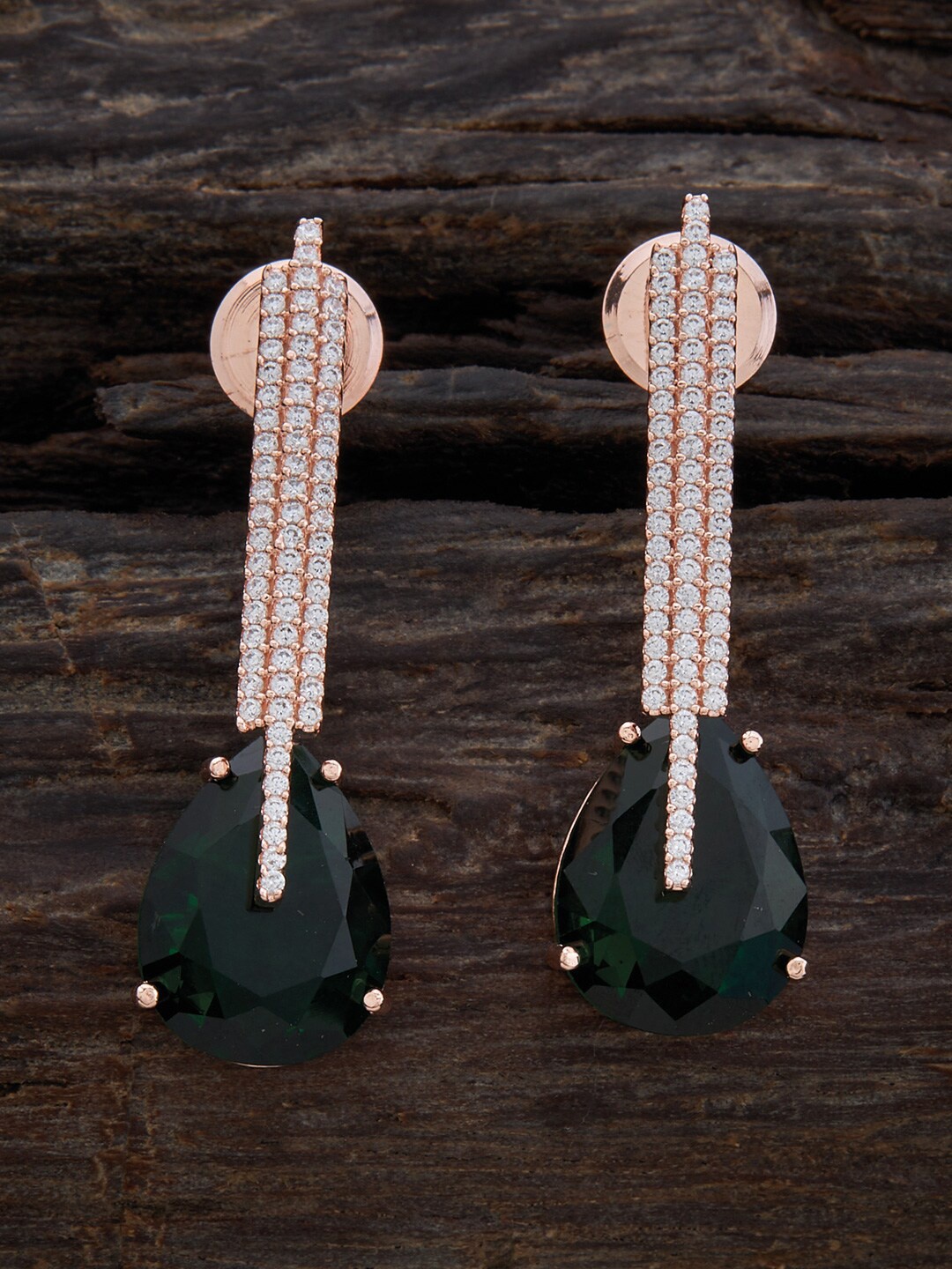 

Kushal's Fashion Jewellery Rose Gold-Plated Teardrop Shaped Drop Earrings, Silver