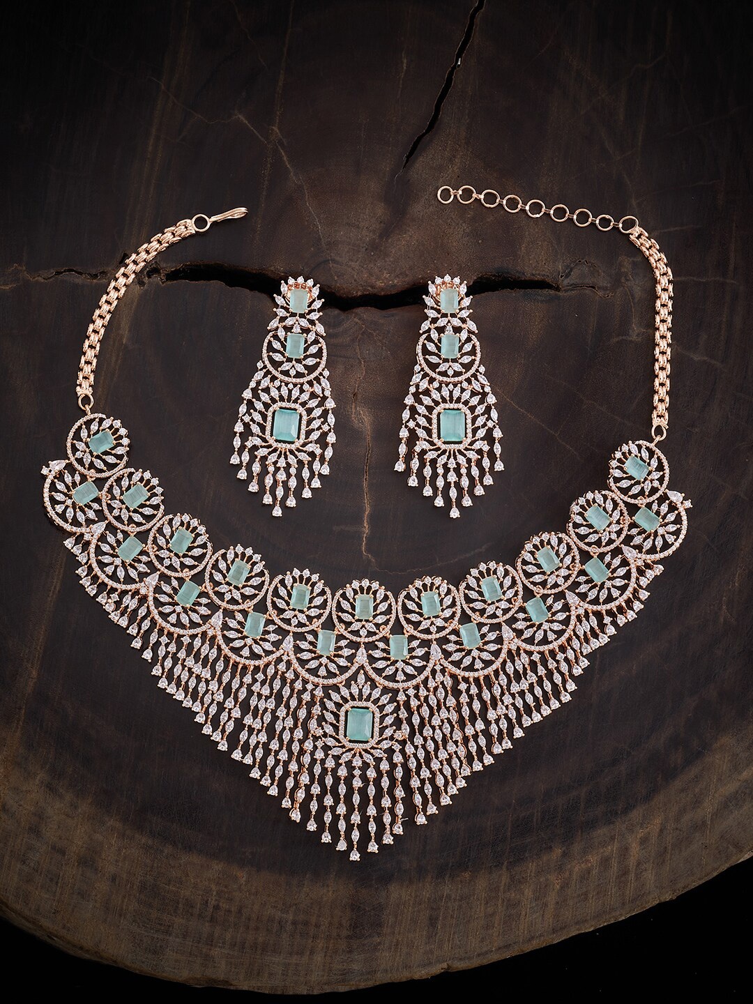 

Kushal's Fashion Jewellery Rose Gold-Plated Stone Studded Jewellery Set