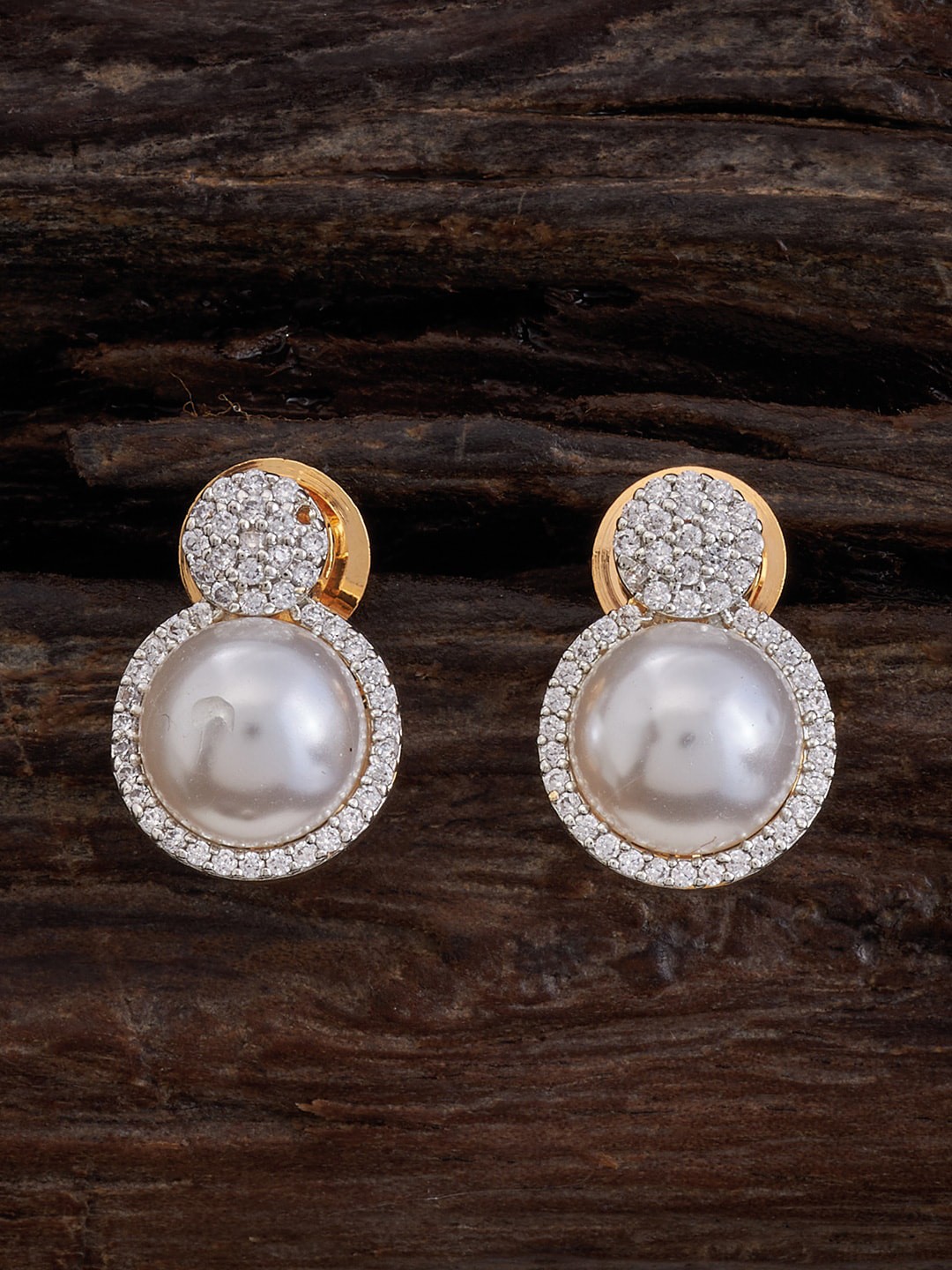 

Kushal's Fashion Jewellery Rhodium-Plated Circular Studs Earrings, White