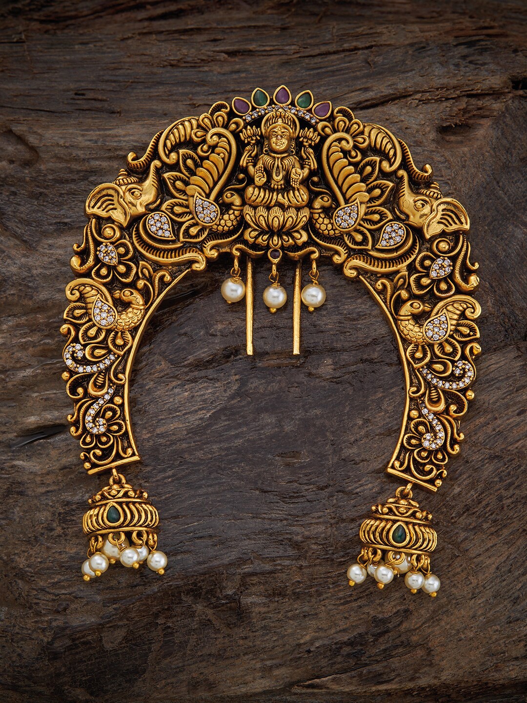 

Kushal's Fashion Jewellery Embellished Ethnic Hair Brooch, Gold