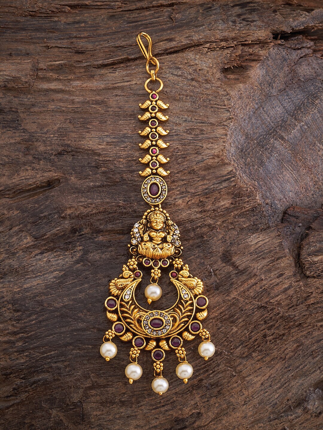 

Kushal's Fashion Jewellery Gold Plated Stone Studded Antique Maang Tikka
