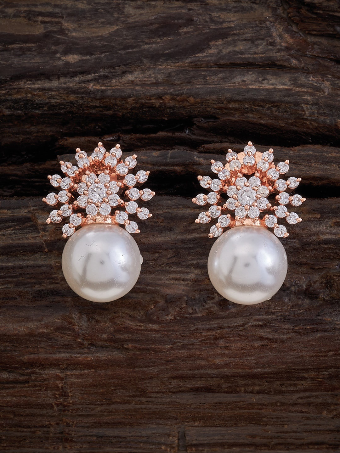 

Kushal's Fashion Jewellery Rhodium-Plated Circular Studs Earrings, White