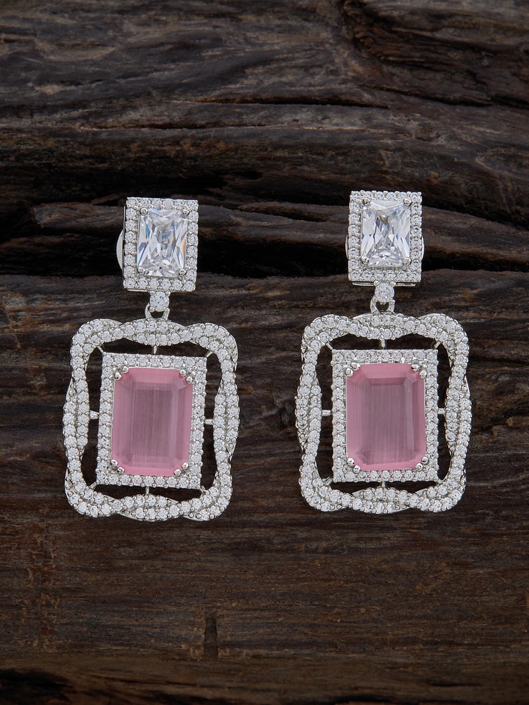 

Kushal's Fashion Jewellery Pink Square Drop Earrings