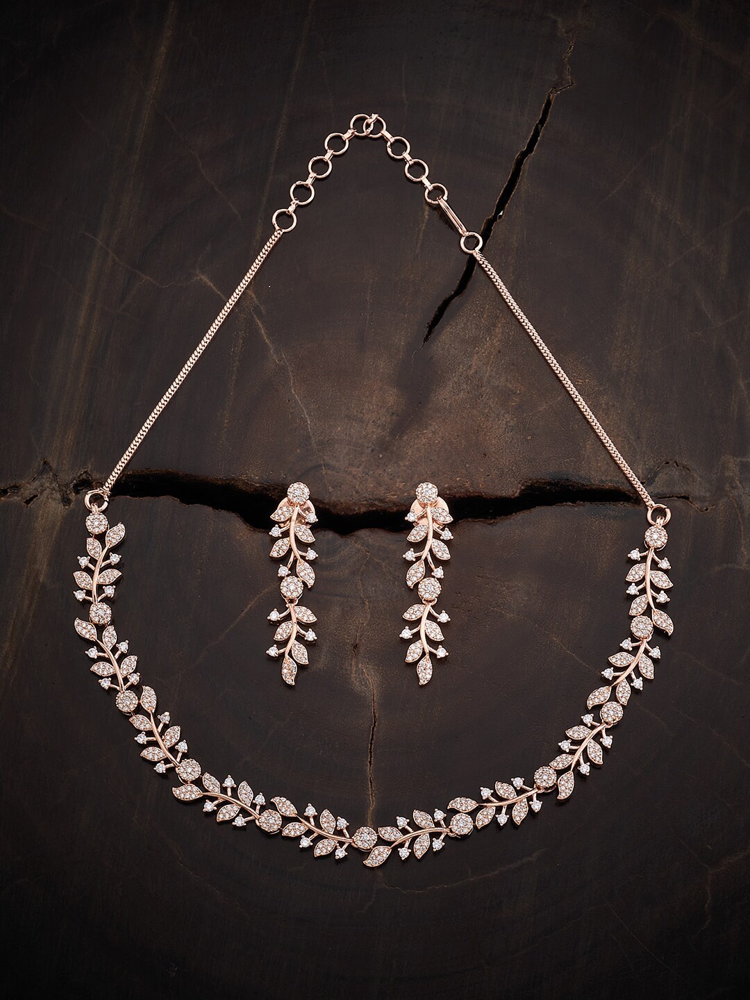 

Kushal's Fashion Jewellery Rose Gold-Plated Cubic Zirconia Studded Jewellery Set