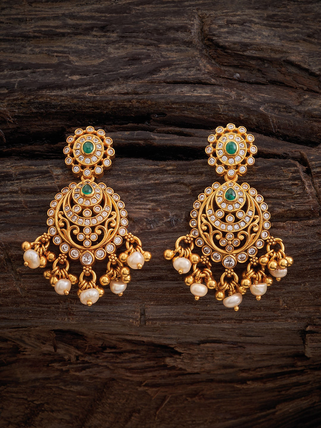 

Kushal's Fashion Jewellery 92.5 Pure Silver Circular Drop Earrings, Green