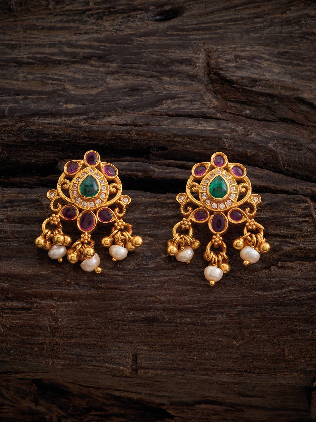 

Kushal's Fashion Jewellery Rhodium-Plated Drop Earrings, Gold