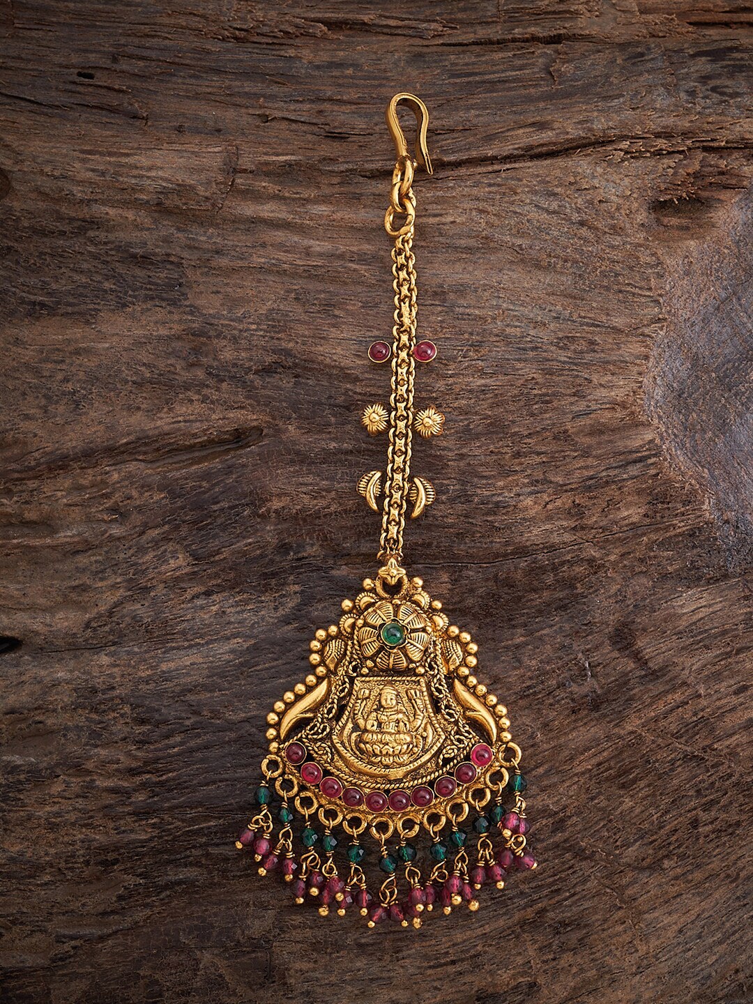 

Kushal's Fashion Jewellery Gold-Plated Stone-Studded & Beaded Maang Tikka