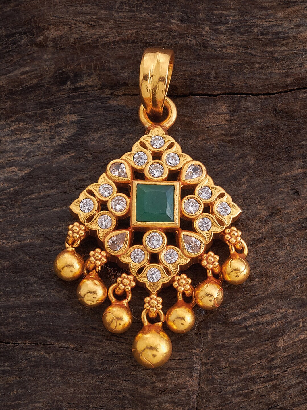 

Kushal's Fashion Jewellery 92.5 Pure Silver Stone Studded Pendant, Gold
