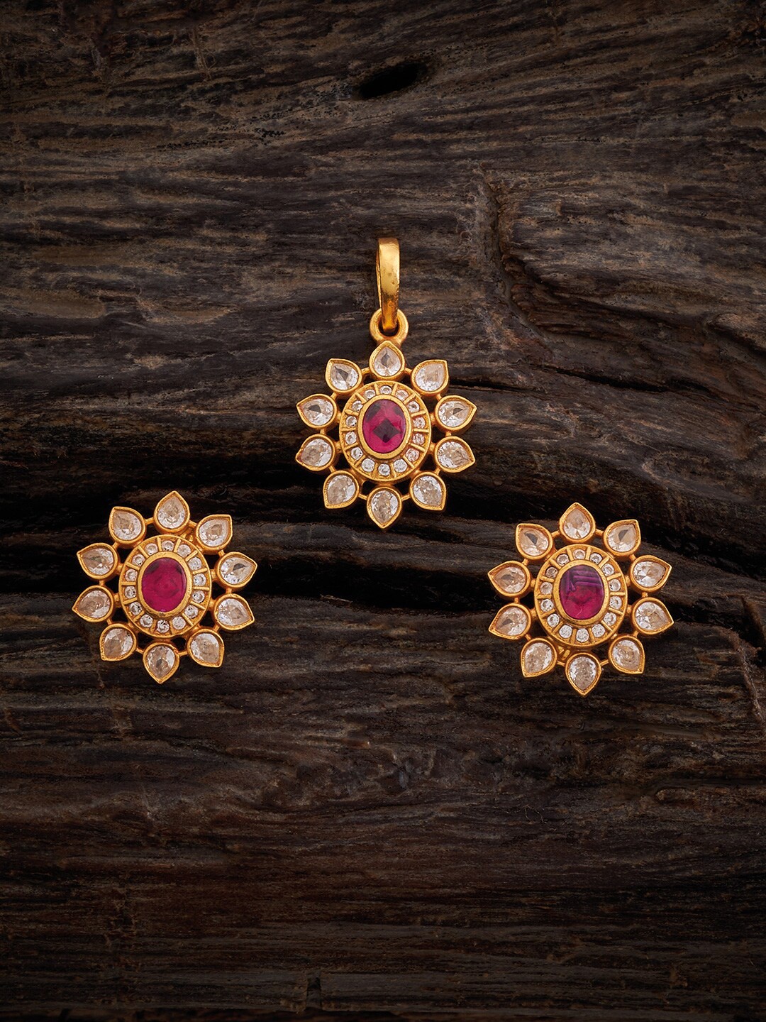 

Kushal's Fashion Jewellery Stone Studded Pendant Set, Red