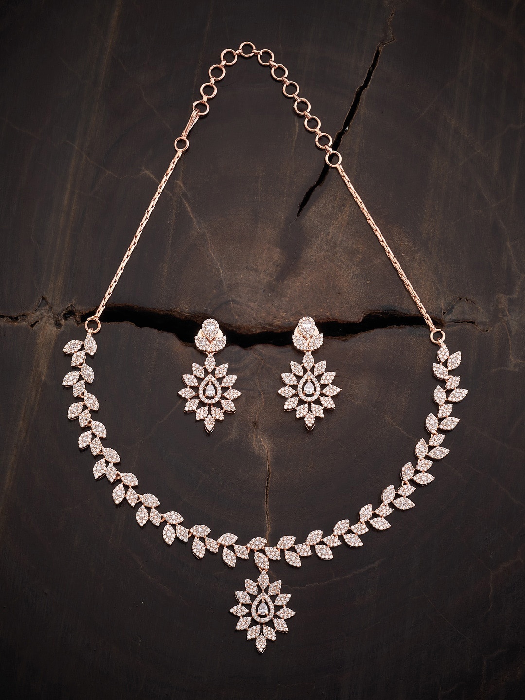 

Kushal's Fashion Jewellery Rose Gold-Plated Stones-Studded Jewellery Set