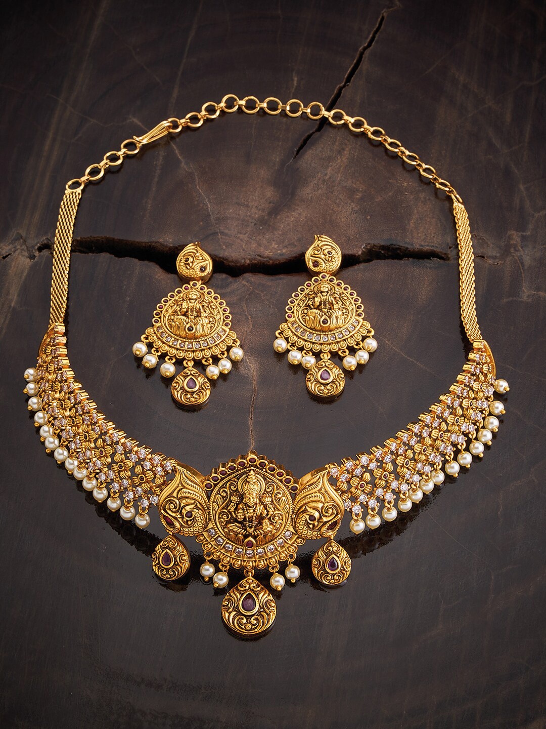 

Kushal's Fashion Jewellery Ruby Stone Studded Jewellery Set, Red