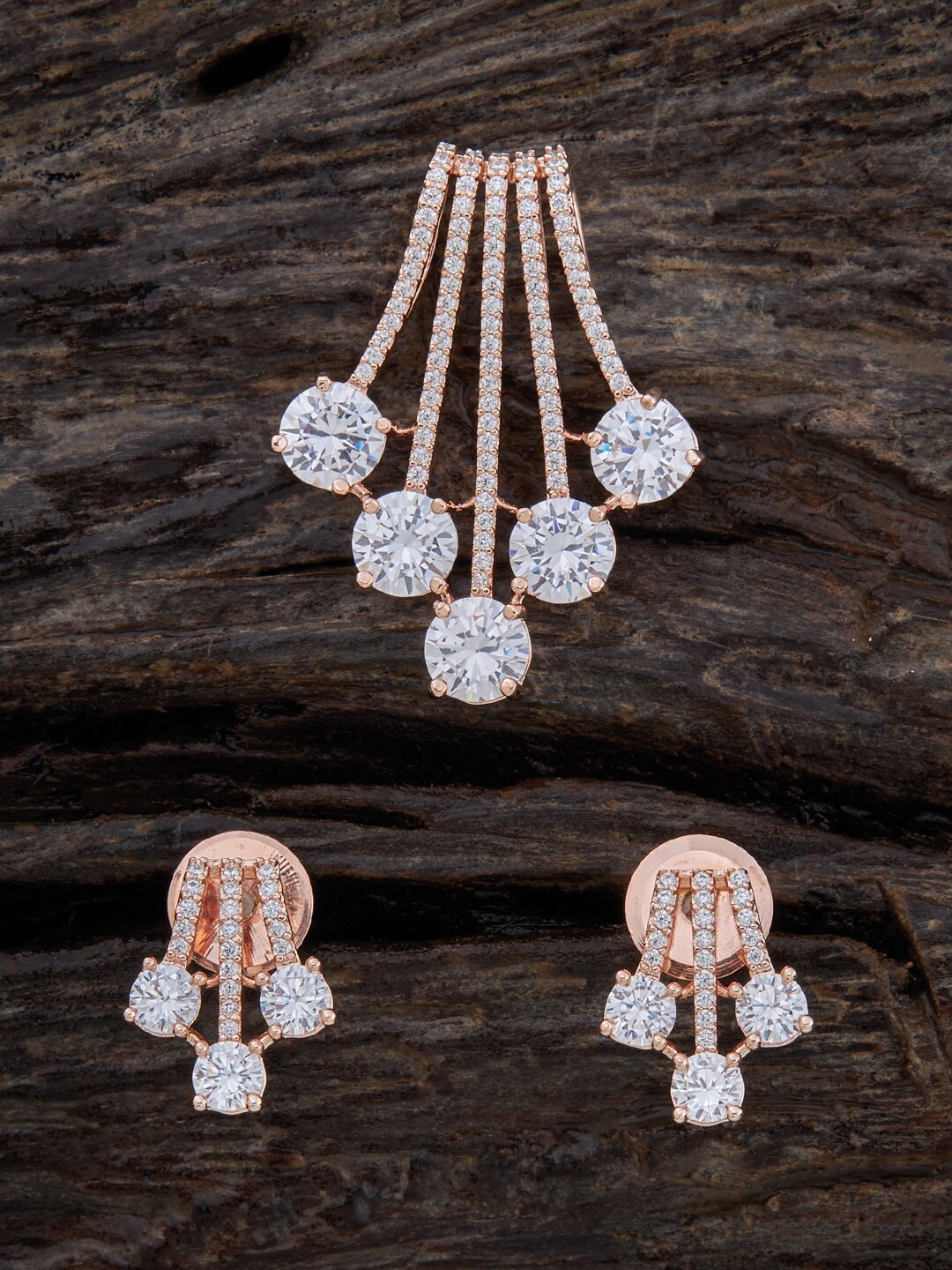 

Kushal's Fashion Jewellery Rose Gold-Plated Stones-Studded Jewellery Set