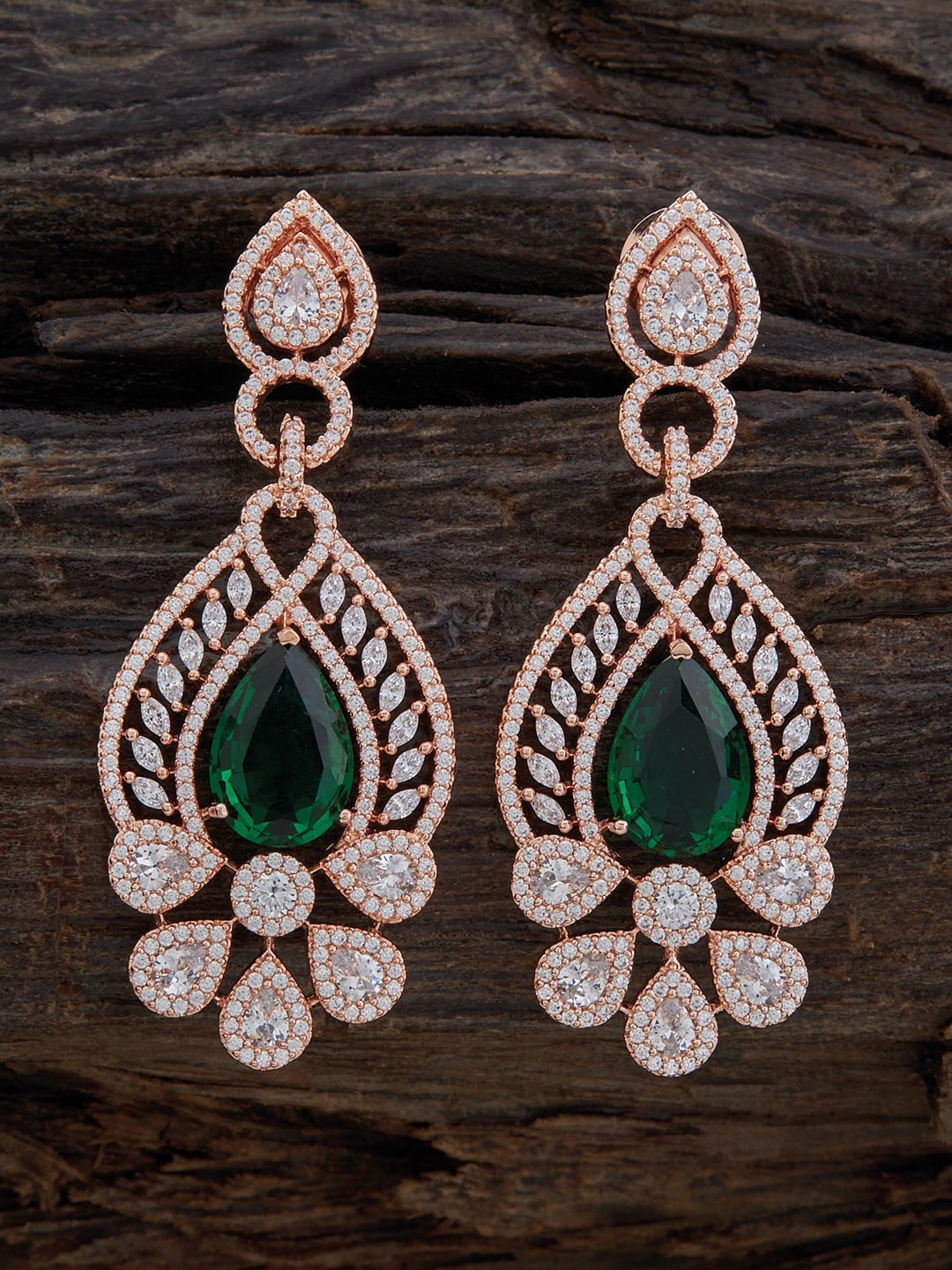 

Kushal's Fashion Jewellery Rose Gold-Plated Teardrop Shaped Drop Earrings