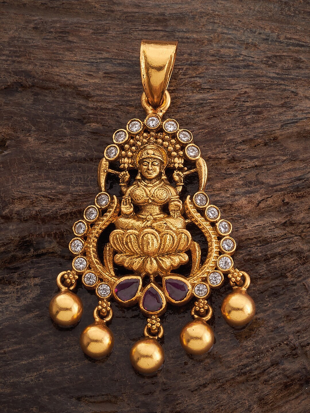 

Kushal's Fashion Jewellery 92.5 Pure Silver Gold-Plated Stones-studded Pendant
