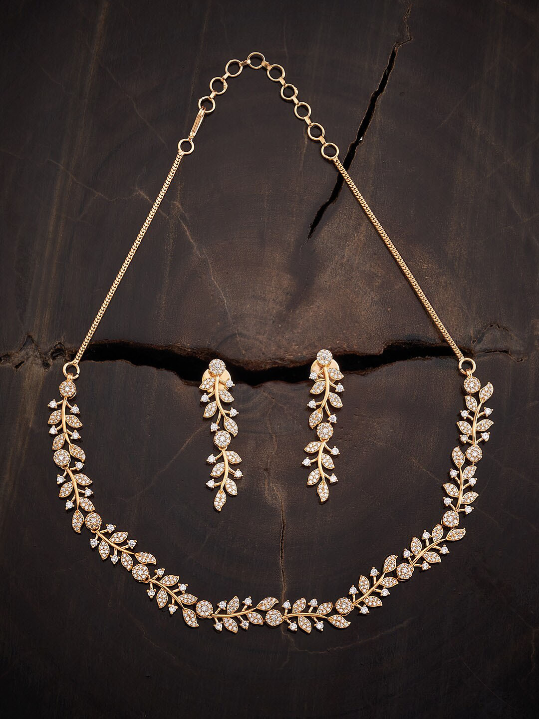 

Kushal's Fashion Jewellery Gold-Plated White CZ Studded Jewellery Set