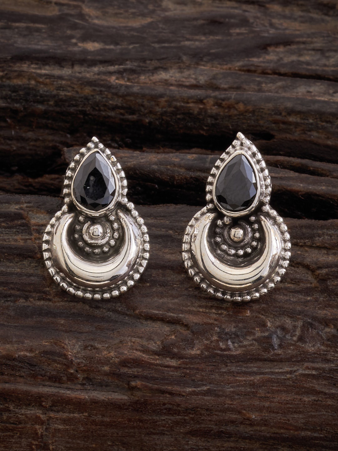 

Kushal's Fashion Jewellery Rhodium-Plated Teardrop Shaped Stud Earrings, Silver