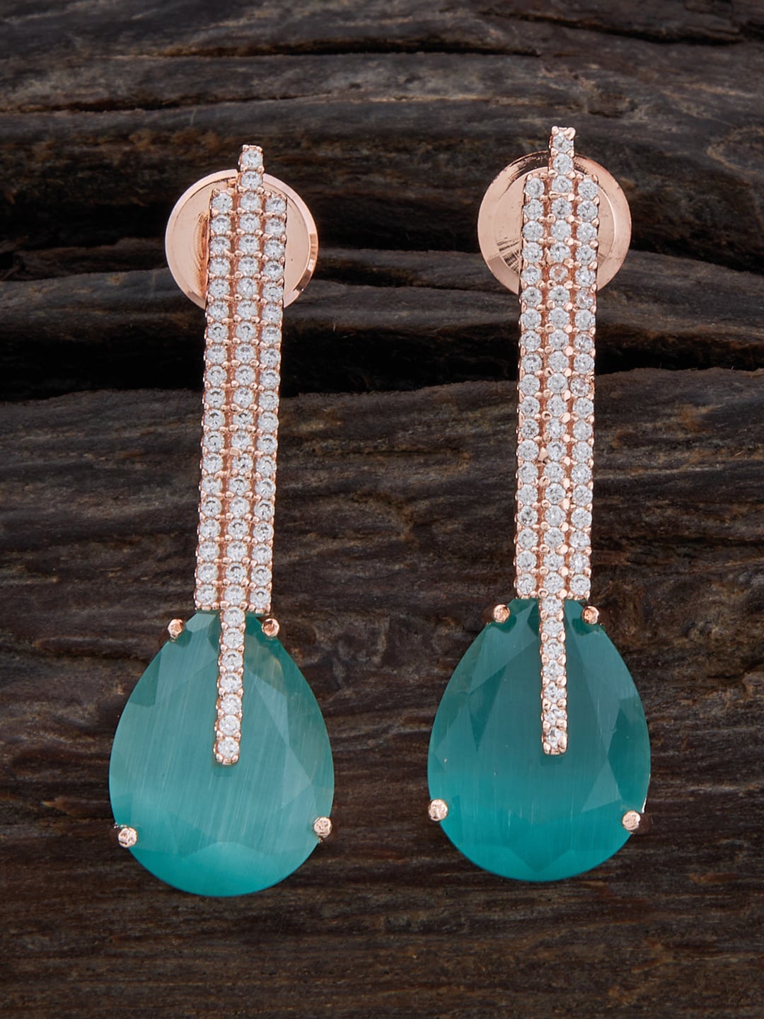 

Kushal's Fashion Jewellery Rose Gold-Plated Teardrop Shaped Drop Earrings