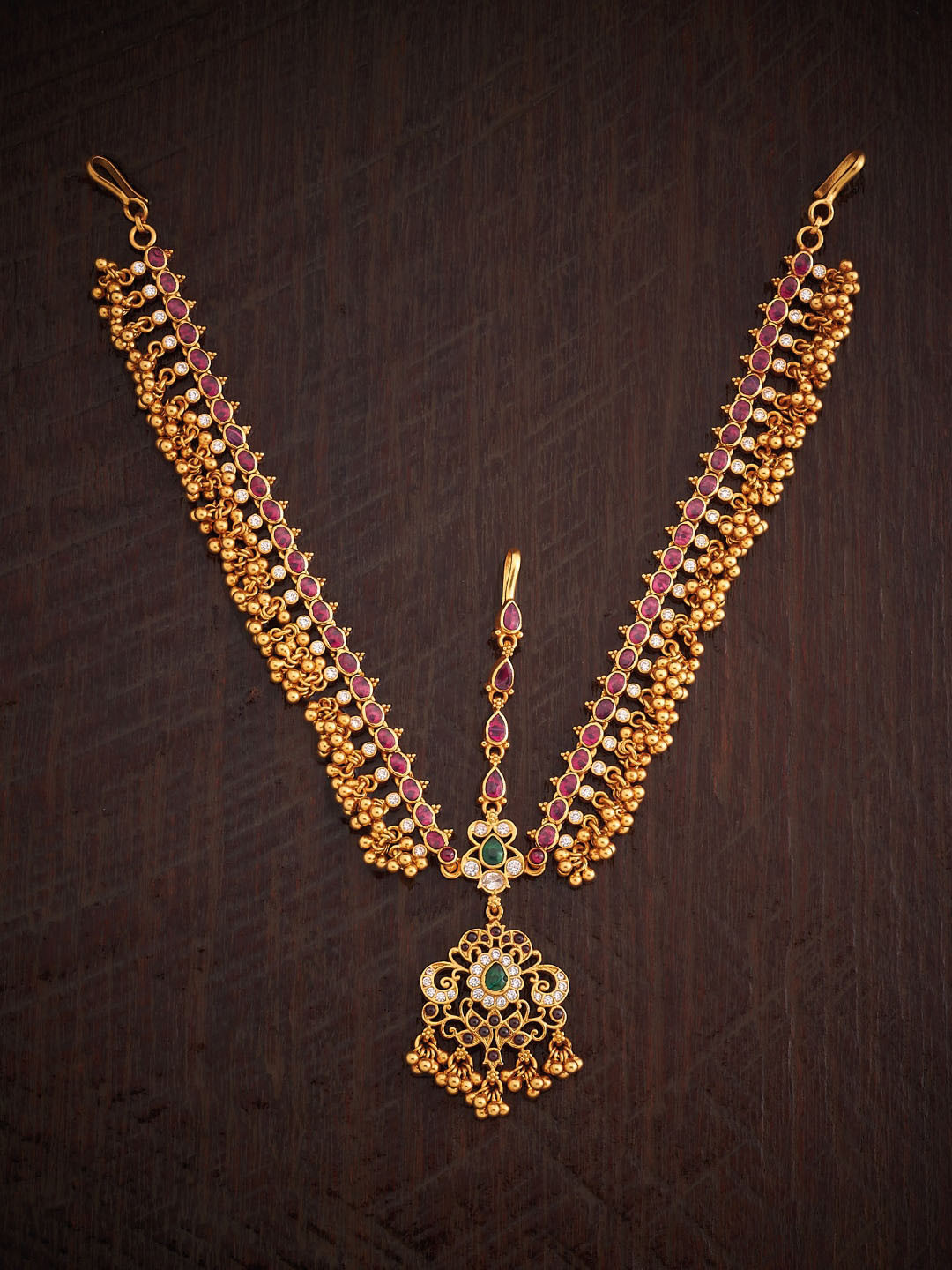 

Kushal's Fashion Jewellery Gold-Plated Stone Studded Maang Tikka