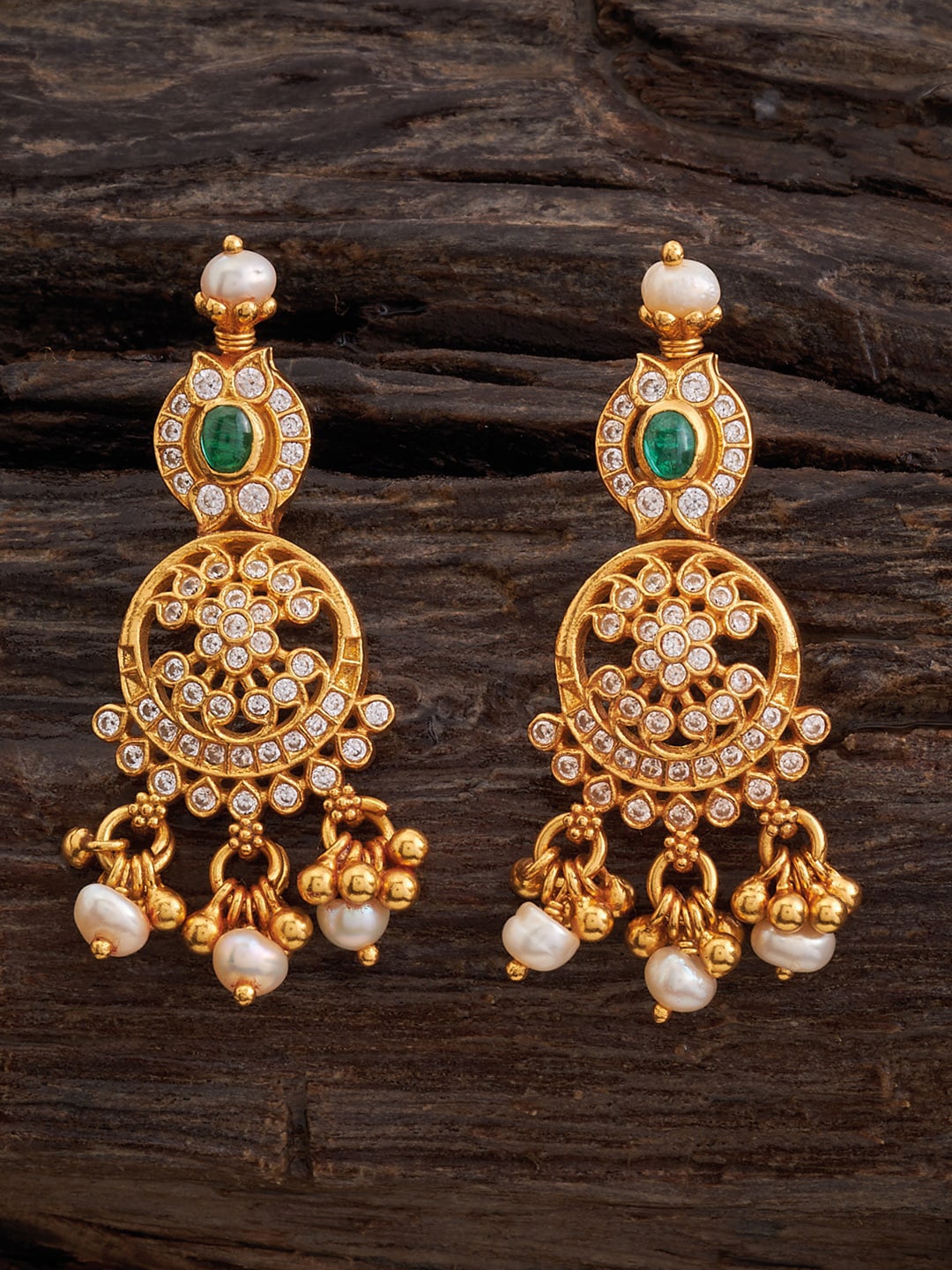 

Kushal's Fashion Jewellery 92.5 Pure Silver Rhodium-Plated Drop Earrings, Gold