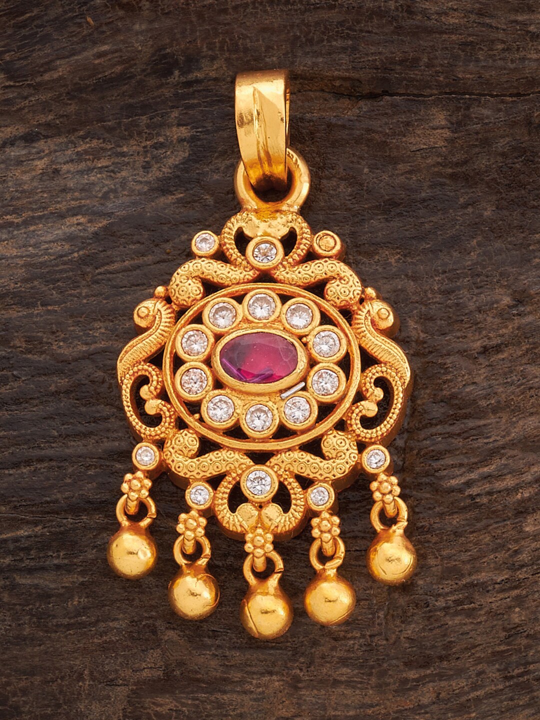 

Kushal's Fashion Jewellery 92.5 Pure Silver Gold-Plated Stone-Studded Pendant