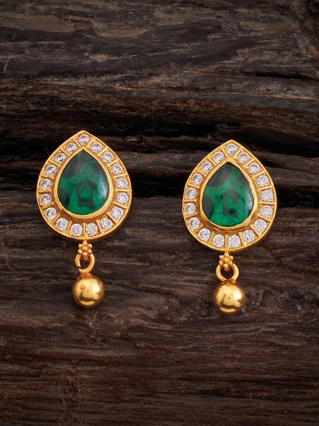 

Kushal's Fashion Jewellery Green Teardrop Shaped Studs Earrings