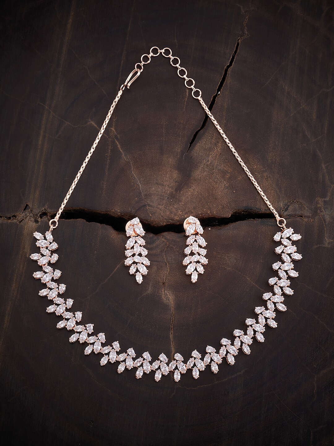 

Kushal's Fashion Jewellery Rose Gold-Plated Zircon-Studded Jewellery Set
