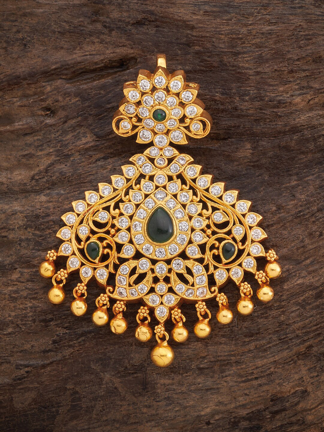 

Kushal's Fashion Jewellery 92.5 Pure Silver Gold-Plated Stone-Studded Pendant