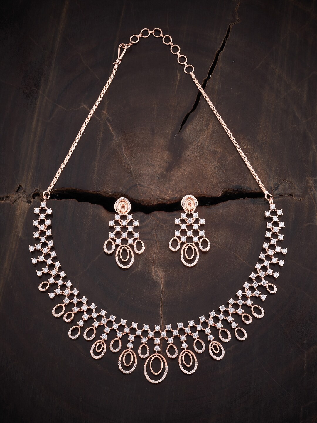 

Kushal's Fashion Jewellery Rose Gold-Plated Zircon-Studded Jewellery Set