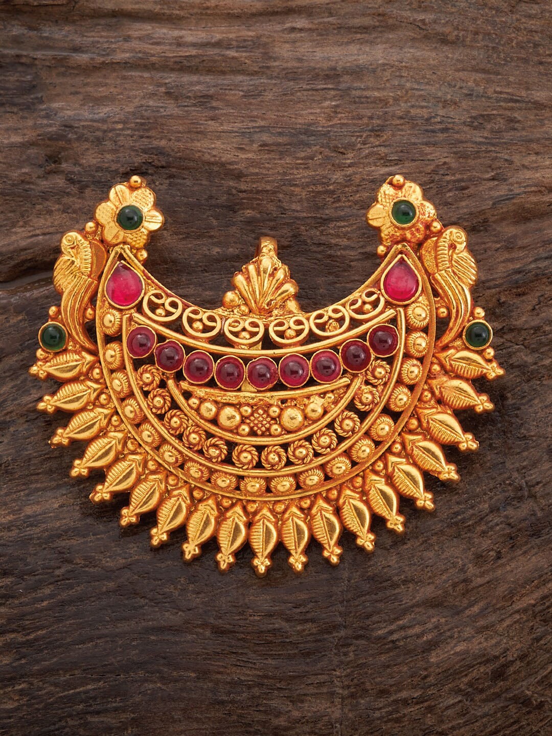 

Kushal's Fashion Jewellery 92.5 Pure Silver Gold-Plated Stone-Studded Pendant