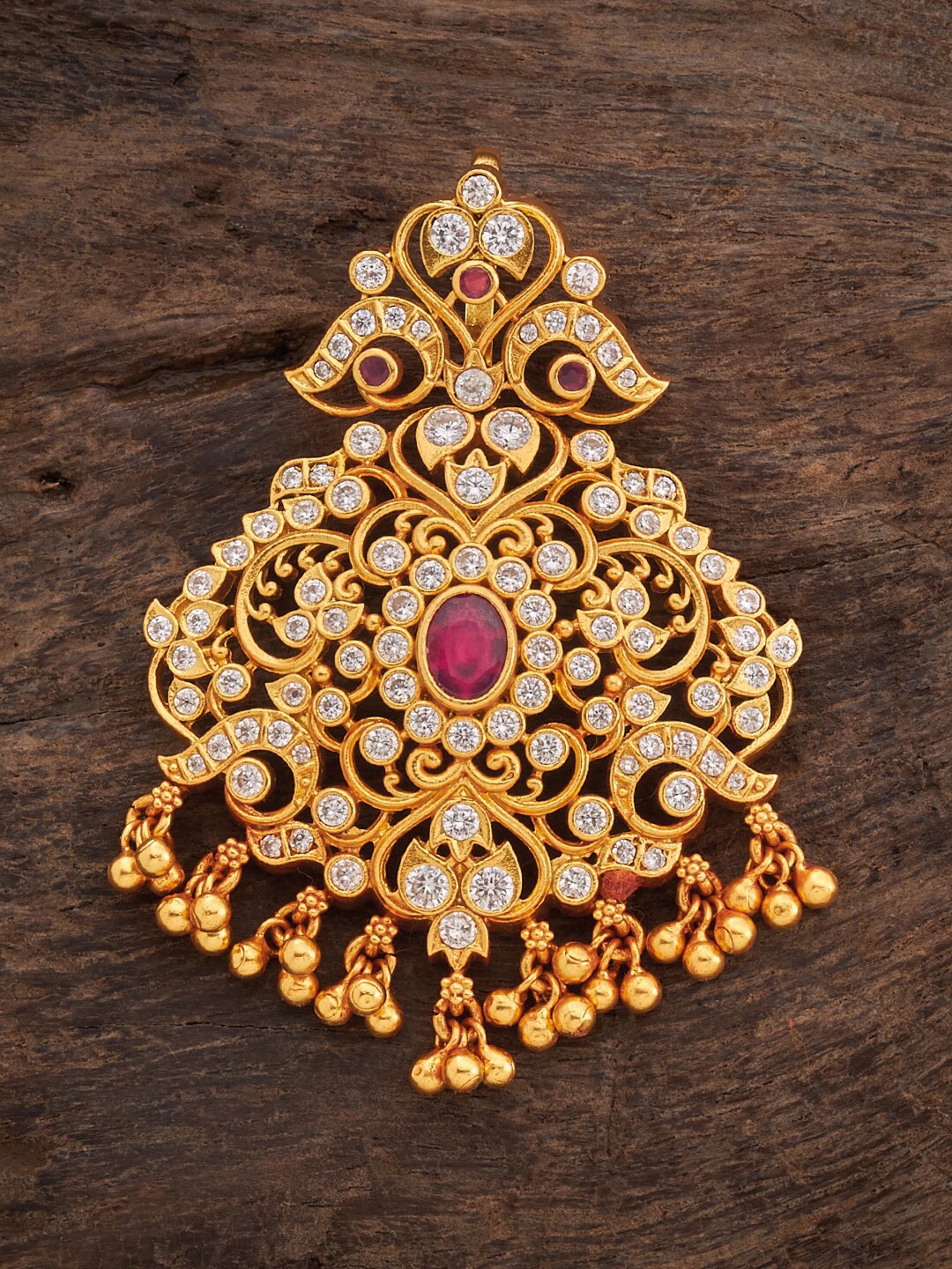 

Kushal's Fashion Jewellery 92.5 Pure Silver Gold-Plated Stone-Studded Pendant