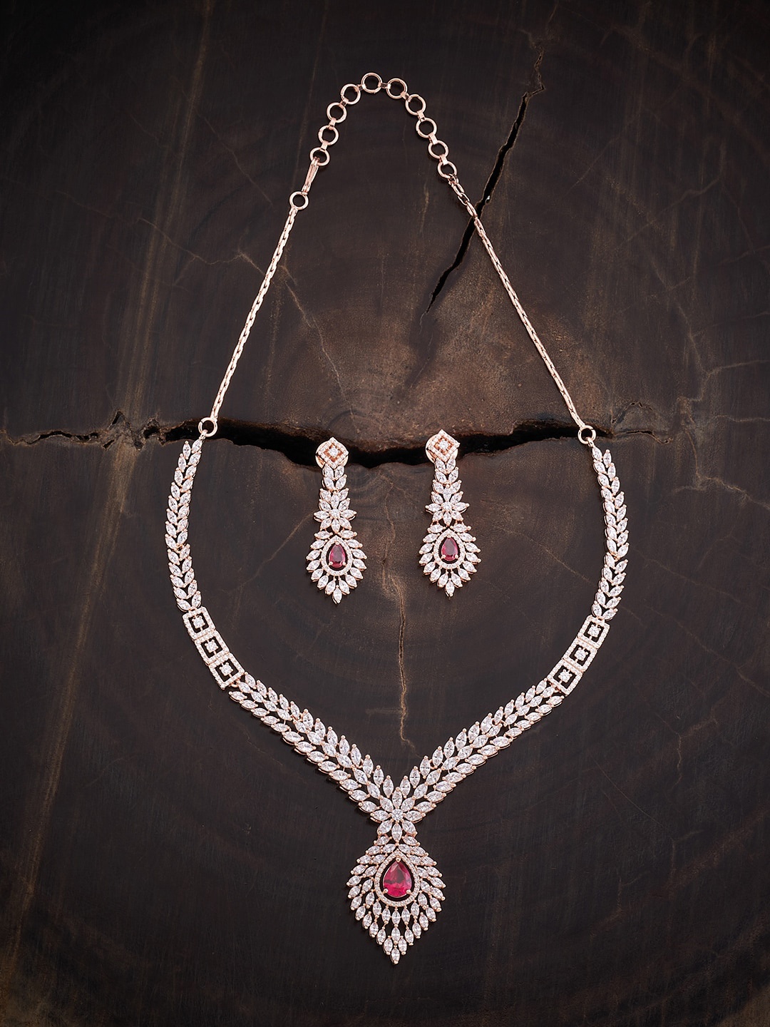 

Kushal's Fashion Jewellery Rose Gold-Plated Zircon-Studded Jewellery Set
