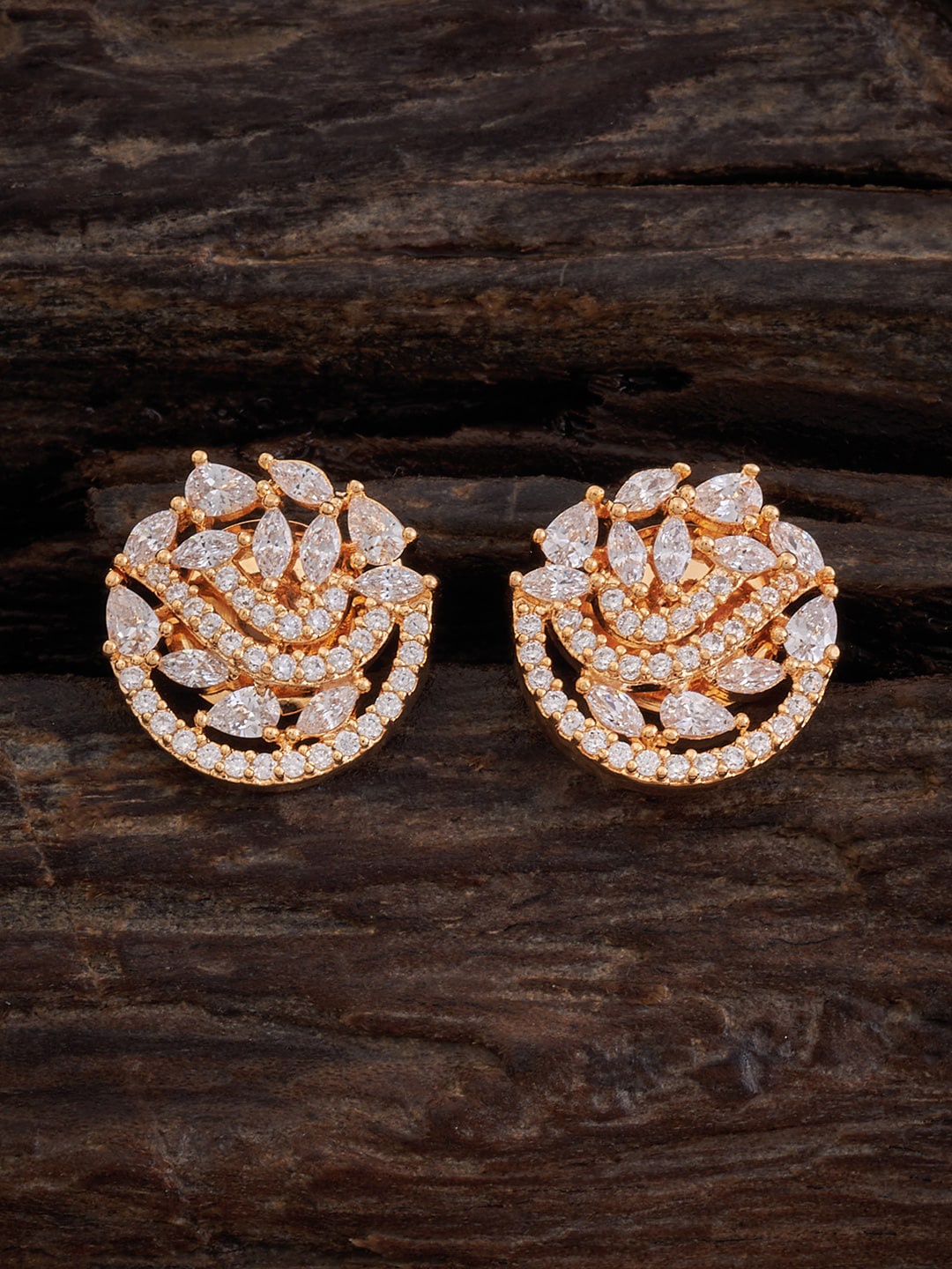 

Kushal's Fashion Jewellery Gold Plated Circular Cubic Zirconia Studs Earrings