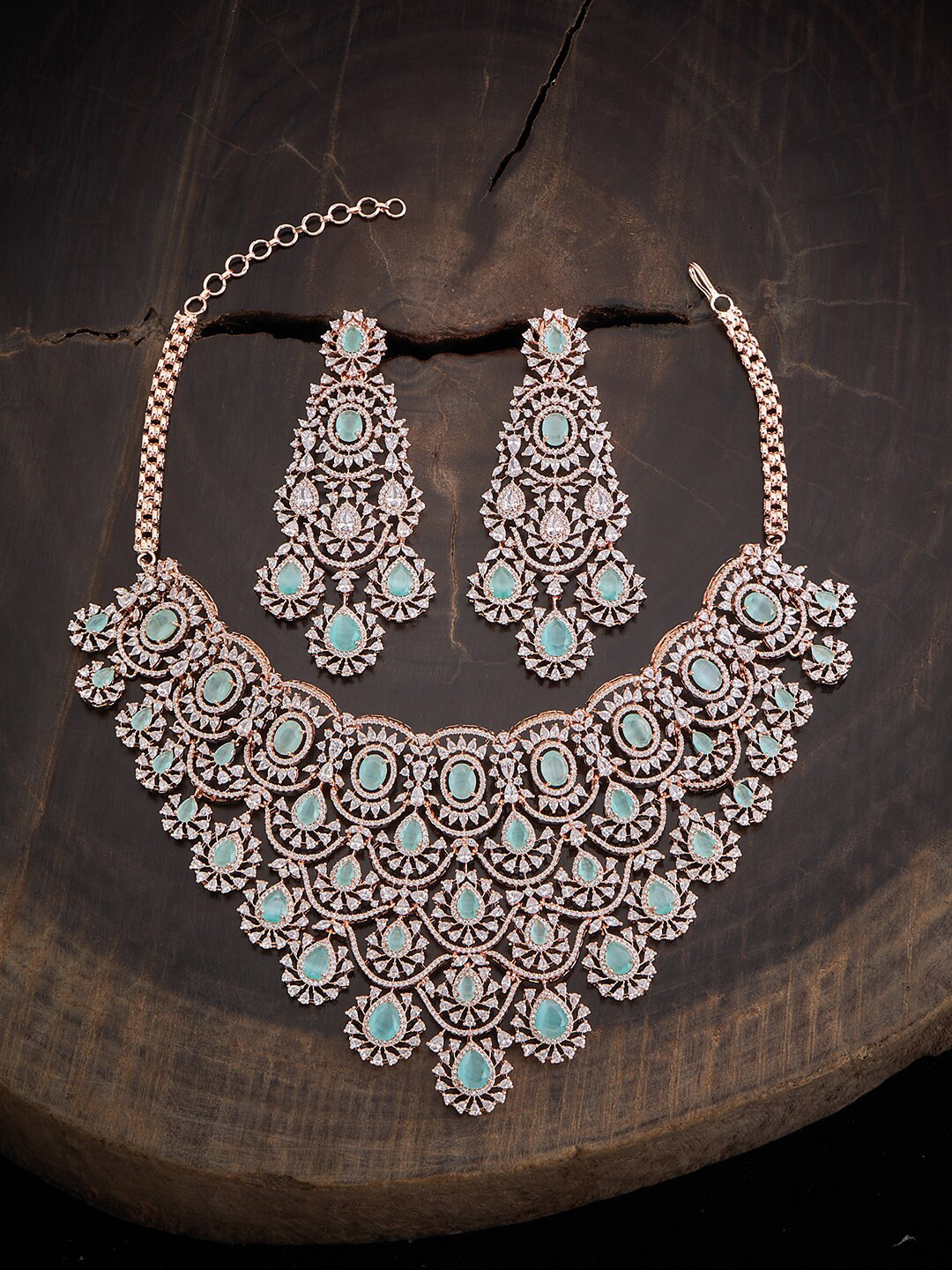 

Kushal's Fashion Jewellery Rose Gold-Plated Zircon-Studded Jewellery Set