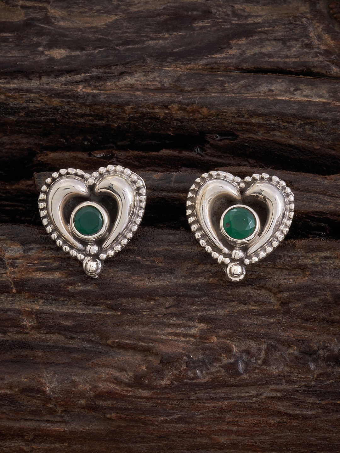 

Kushal's Fashion Jewellery Green Heart Shaped Studs Earrings