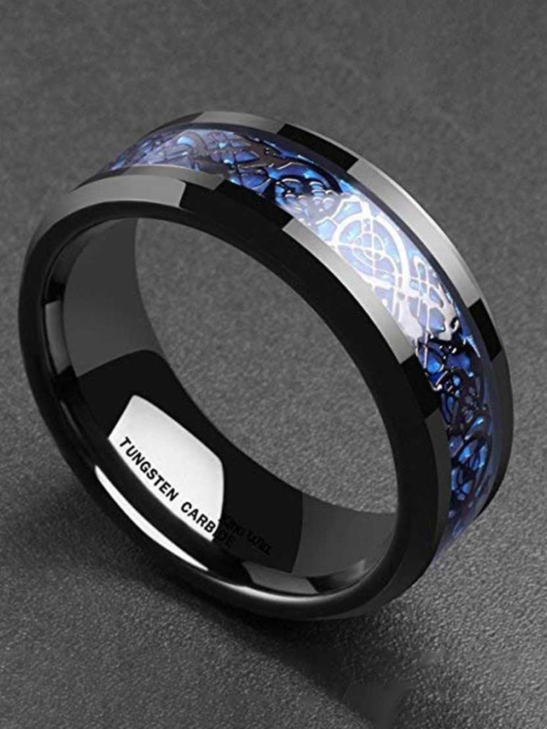 

MEENAZ Unisex Set Of 2 Silver-Plated Stainless Steel Finger Rings, Black