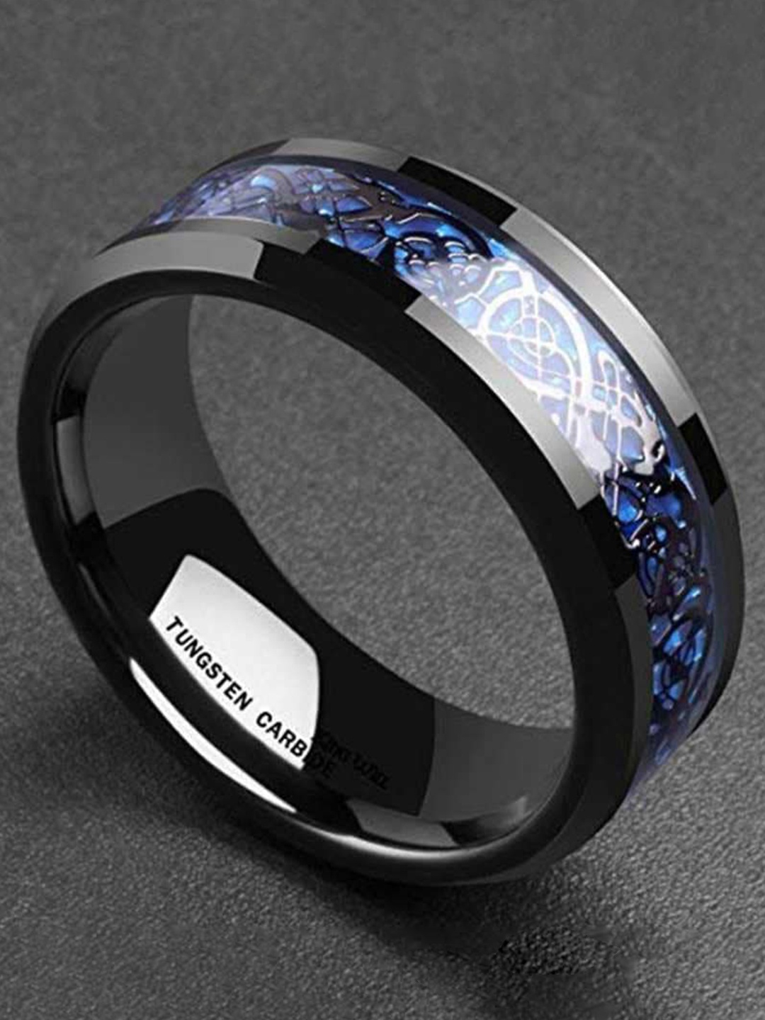 

MEENAZ Unisex Set Of 2 Silver-Plated Stainless Steel Finger Rings, Black