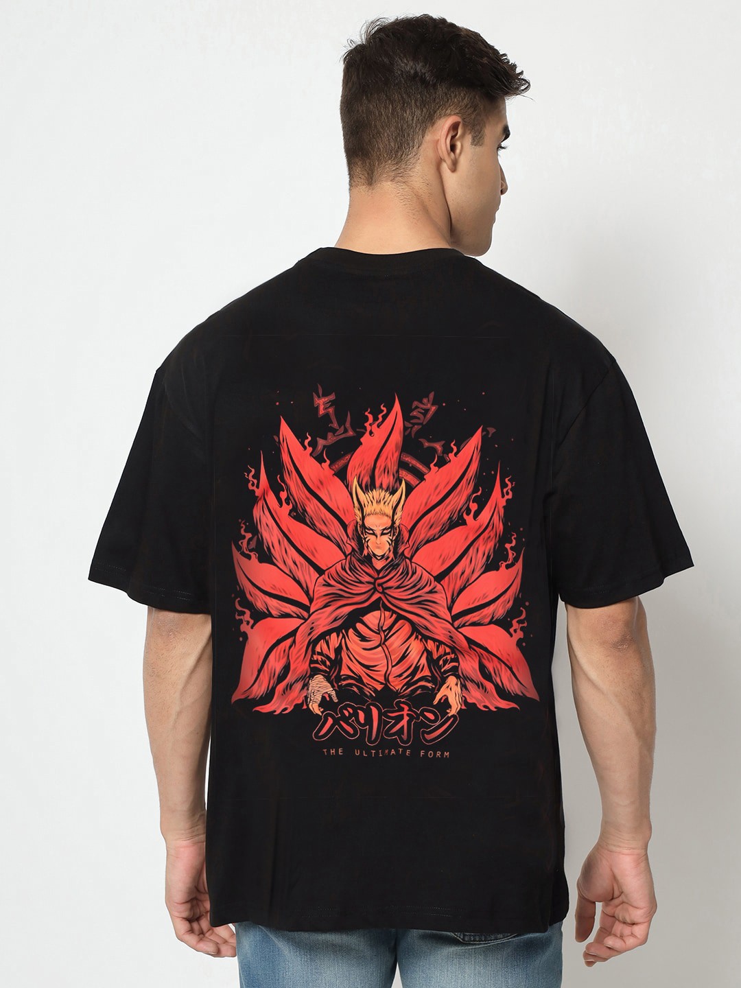 

COMICSENSE Anime Printed Naruto Baryon The Ultimate Form Cotton Oversized Tshirt, Black