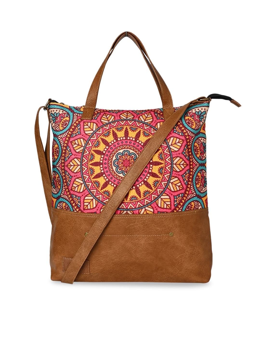 

Mona B Floral Printed Oversized Shopper Tote Bag, Mustard