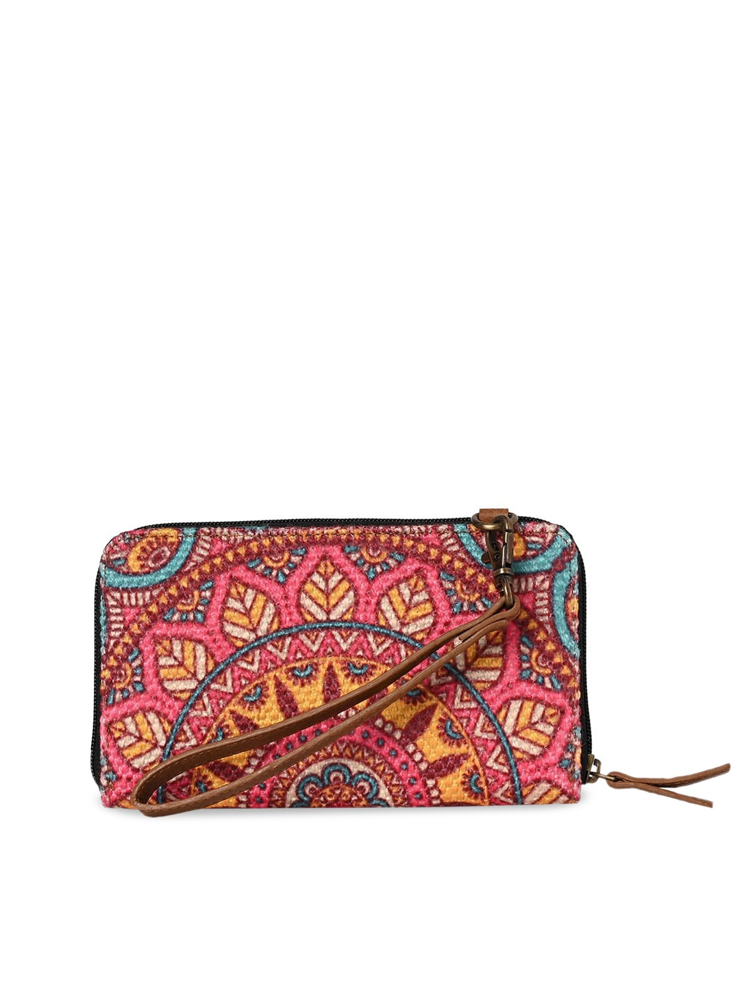 

Mona B Ethnic Motifs Printed Wristlet Wallet, Pink