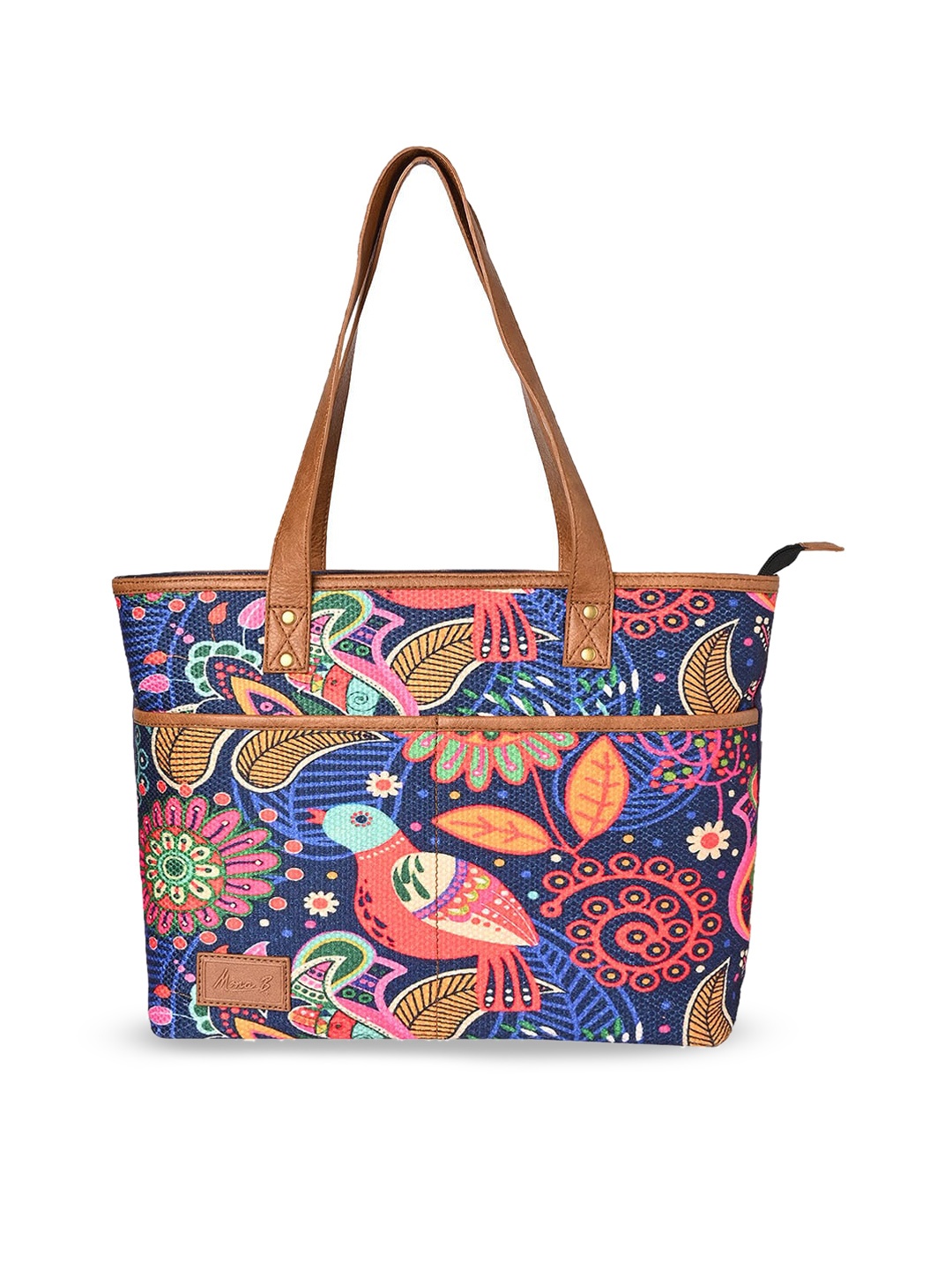 

Mona B Ethnic Motifs Printed Oversized Shopper Shoulder Bag, Navy blue
