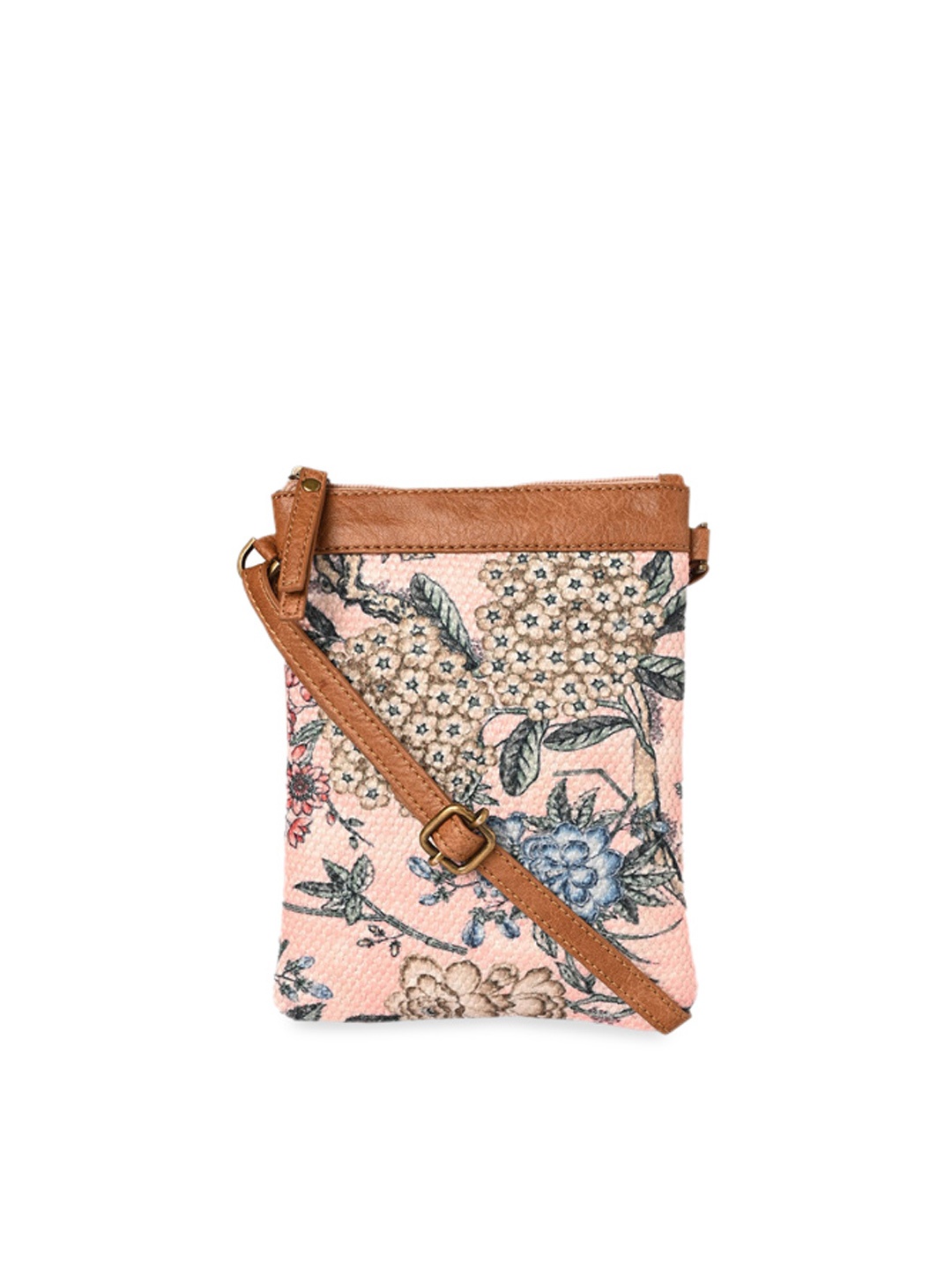 

Mona B Floral Printed Structured Sling Bag, Pink