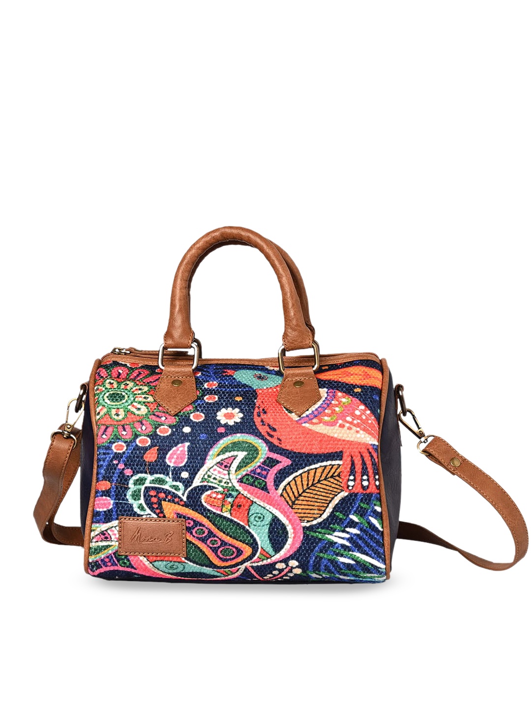 

Mona B Floral Textured Structured Handheld Bag, Navy blue