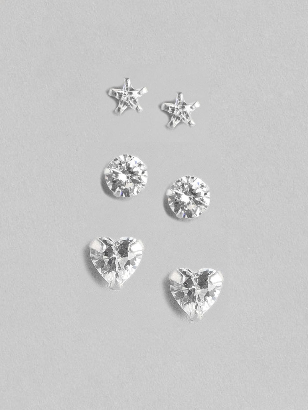 

Zavya Rhodium-Plated Contemporary Studs Earrings, Silver