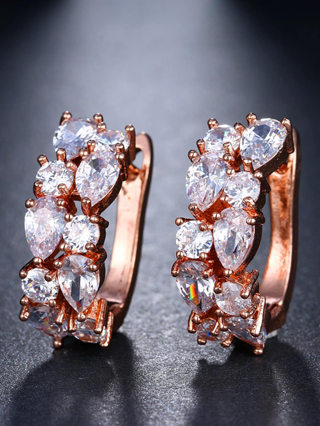 

YouBella Gold-Plated Contemporary Crystal Hoops Earrings